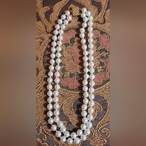 Double Strand Faux Pearl Choker Collar Necklace Wedding Prom Formal Chic